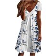 thumbnail image 2 of SMihono Robe d'Été pour Femmes Grande Taille Mode Décontractée Col en V Imprimé Ample Élastique Manches Courtes Jupe, 2 of 5