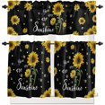 thumbnail image 2 of Sunshine Sunflower 3 PCS Kitchen Curtain Valance and Tiers Set,Rod Pocket Small Half Tier Valances Window Curtains Panel,Spring Flower Floral Summer Bee Heart Black 55"x36" (Set of 2 Tiers & Valance), 2 of 5