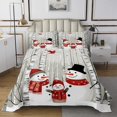 thumbnail image 1 of Cartoon Snowman Bedspread Set Silver Birch Trees Coverlet Set,Cardinal Bird Quilt Set Twin,Xmas Snowflake Quilted Cute Christmas Decorations, 1 of 5