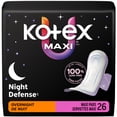 thumbnail image 1 of Kotex Overnight Maxi Pads With Wings, 26 Count, 1 of 7
