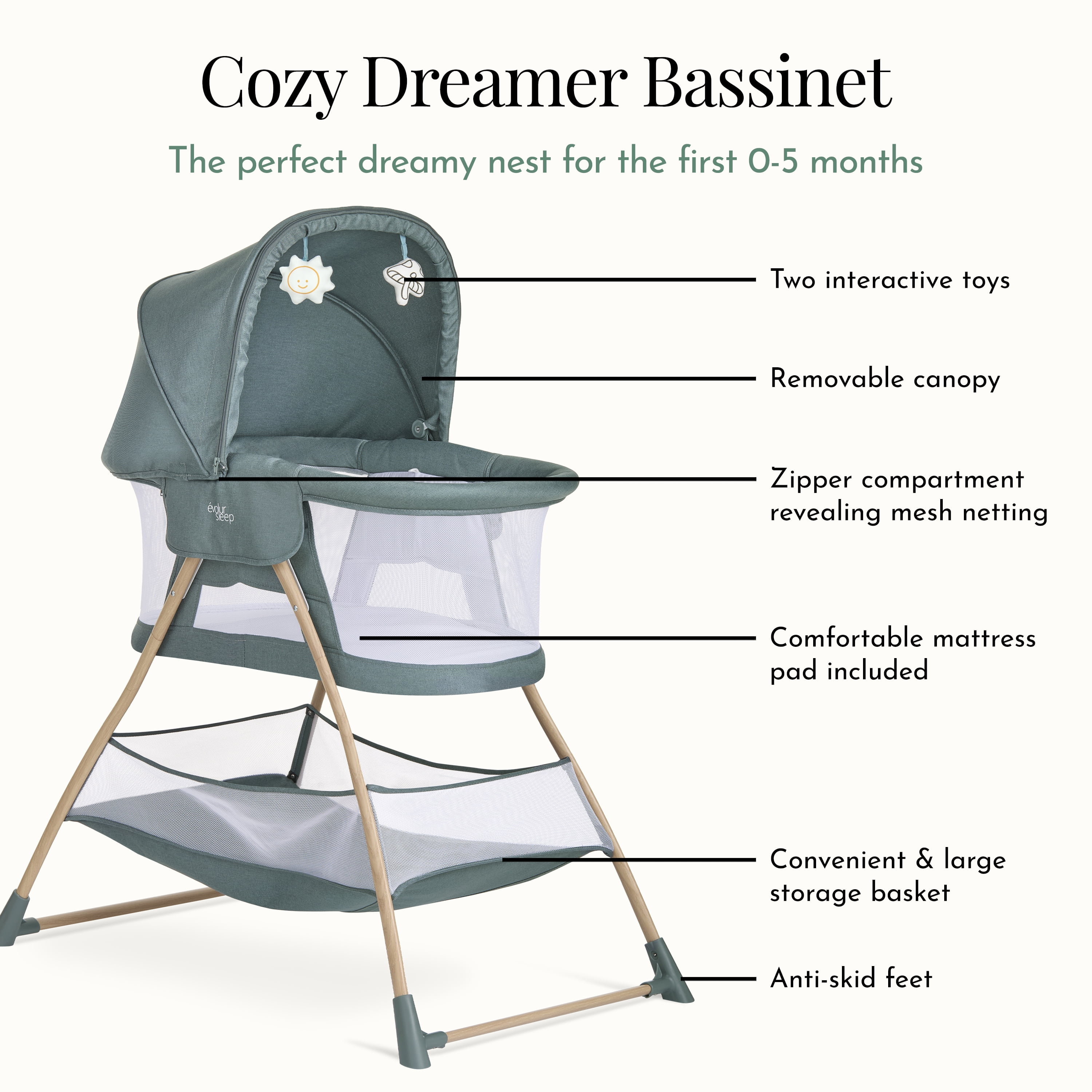 Berceau Evolur Cozy Dreamer, vert