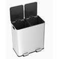 thumbnail image 2 of AKDSteel 60L/16Gal Commercial Stainless Steel Trash Can - Dual Compartment Step Pedal Bin with Removable Inner Baskets & Lid for Kitchen, Restaurant & Office, 2 of 7
