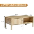 thumbnail image 4 of Wirrytor Table Basse Carrée Cannelée de Style Mi-Siècle avec Double Tablette de Rangement, Tables Basses de Rangement Centrales avec Panneau à Ondes, Table de Salle à Manger à Porte Coulissante pour Salon Appartement (Naturel), 4 of 8