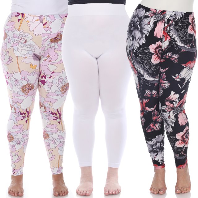 White Mark Women's 3-Pack Soft Stretchable Printed Leggings