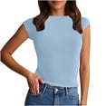 thumbnail image 2 of BLCHUNen Débardeurs pour Femmes Tendance Sans Manches à Enfiler Col Rond Coupe Ajustée Extensible Léger Entraînement Sport Actif Décontracté Hauts, 2 of 7
