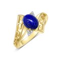 thumbnail image 3 of RYLOS Rings for Women 14K Yellow Gold Greek Key Designer Ring 9X7MM Gemstone & Diamond Ring September Lapis Jewelry  Size 6, 3 of 7