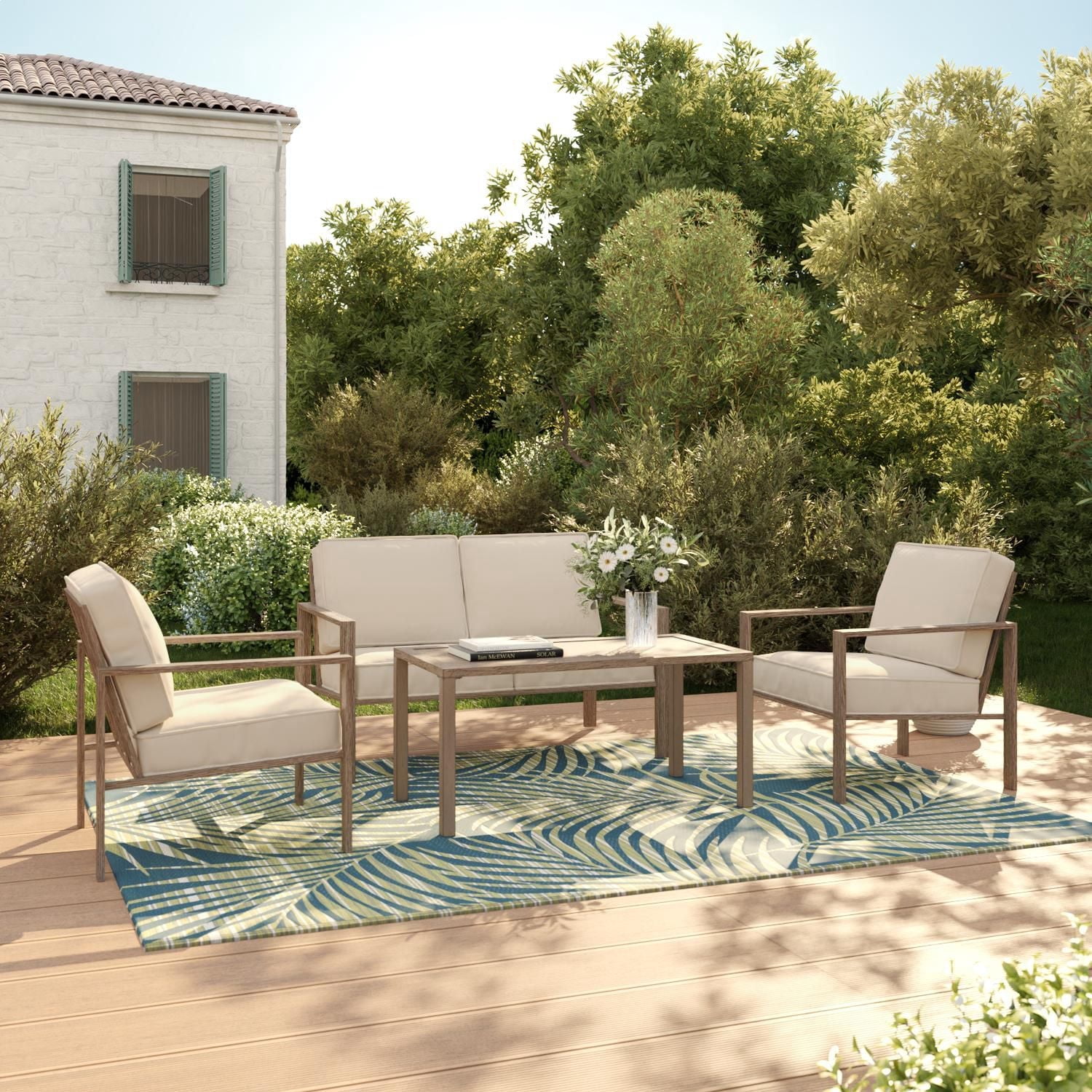 Mainstays Cobble Hill 4-Piece Steel Outdoor Conversation Set with