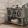 thumbnail image 2 of Farmhouse Coffee Bar Cabinet, Sideboard Buffet Cabinet with Sliding Barn Doors, Storage Wine Bar Cabinet with Wine Glass Rack for Kitchen, Dining Room, Entryway, 2 of 8