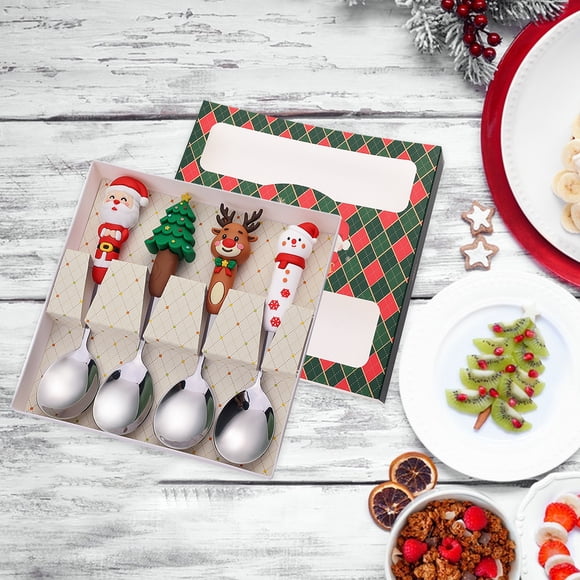 Leutsin Christmas Decorations Indoor Outdoor,Christmas Tree Decorations,Christmas Ornaments Bulk For Tree,Christmas Spoon Set Cute Snowman Spoon Christmas Dessert Spoon Fork Gift Cutlery