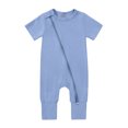 thumbnail image 1 of 2025 Combinaisons Mignonnes en Coton Pyjamas Sans Pieds à Fermeture Éclair Dormeur à Manches Courtes, 1 of 8