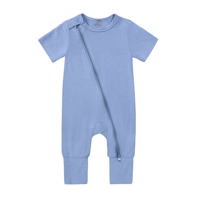 2025 Combinaisons Mignonnes en Coton Pyjamas Sans Pieds à Fermeture Éclair Dormeur à Manches Courtes