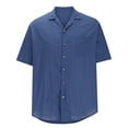 thumbnail image 3 of Fankiway Man'S Summer British Short Sleeved Cardigan Fashion Turn-Down Collar Loose Solid Color Shirt Jacket Mens Shirts Short Sleeve Casual Lapel Collared Shirt, 3 of 5