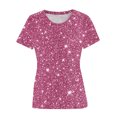 thumbnail image 4 of Plebaso T-Shirts de Mode pour Femmes à Imprimé Scintillant, Manches Courtes, T-Shirts Graphiques, Hauts Décontractés à Col Rond, 4 of 4