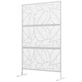 thumbnail image 1 of CoSoTower 6.5FT Decorative Outdoor Divider, Metal Privacy Screen with Stand, Large Leaf Style, White, 1 of 7