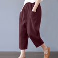 thumbnail image 4 of Pantalons Larges en Coton et en Lin pour Femmes à la Mode d'Été Pantalons Solides, 4 of 8