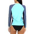 thumbnail image 4 of Charmo Women's Striped Rash Guard UPF 50+ Long Sleeve Swimsuit Top Swim Shirts, 4 of 6