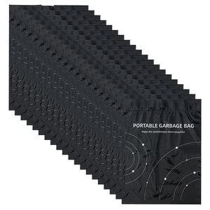 Bwiyojiz Nombre 20pcs 9.44"Lx12"H Fermeture auto-adhésive des cordons Sac d'ordure portable, pour la maison de la voiture de bureau sac de cuisine jetables Sacs de corbeille & Organisation, Pe, Noir