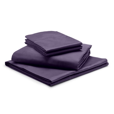 1000-Thread Count 100% Egyptian Cotton Queen Sheet Set, Long Staple Cotton, 1000-TC Pure Cotton, 15" Deep Pockets - Queen, Plum