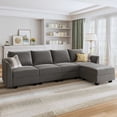 thumbnail image 1 of HONBAY Velvet Couch with Reversible Chaise and Storage Ottoman, Dull Grey, 1 of 5