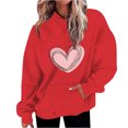 thumbnail image 1 of Plebaso Sweat à Capuche Imprimé Cœur pour Femmes, Manches Longues, Pull Ample avec Poches, 1 of 5