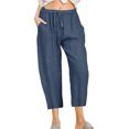 thumbnail image 1 of Innerwin Capri Pantalon Cordon Femmes Pantalon Été Jambe Droite Bas Baggy Bleu Marine XL, 1 of 2