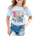 thumbnail image 1 of FhsagQ le 7 Juillet Mode Enfants Décontractée Imprimé Col Rond Ample Manches Courtes T-Shirt Haut Filles Printemps le 7 Juillet T-Shirts Taille 6 Printemps Bleu Clair 8-9 Ans, 1 of 4