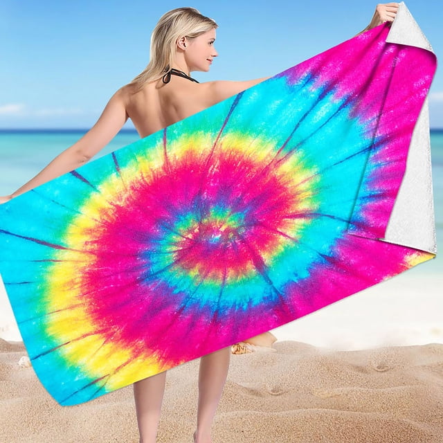 Meitianfacai Serviette de Plage en Microfibre Surdimensionnée 60x30 Pouces Motif Imprimé Coloré Serviette de Plage Super Douce Absorbante à Séchage Rapide Anti-Sable Serviette de Plage Intérieur Extérieur Vacances Yoga Piscine Camping Serviettes