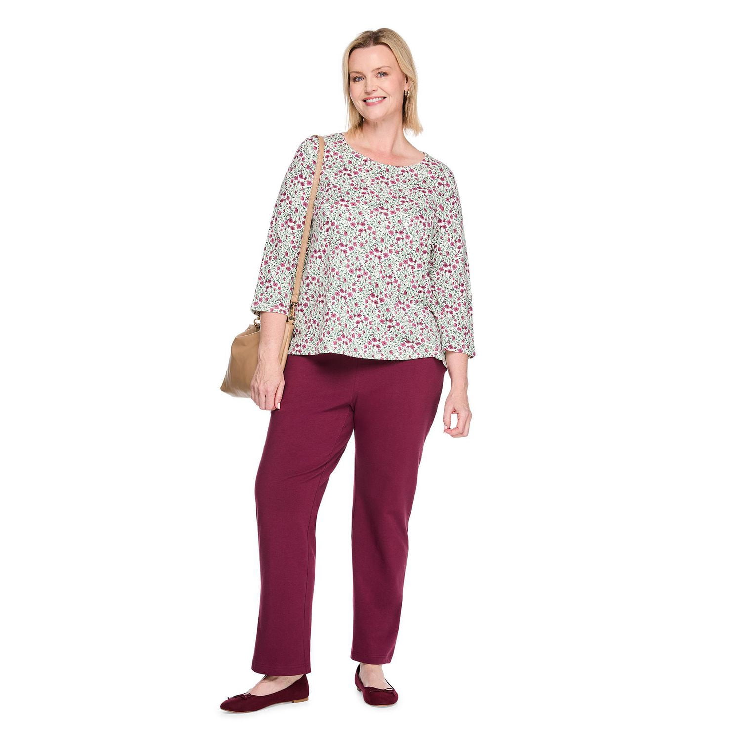 T-shirt imprimé à encolure dégagée Karen Scott Plus pour femmes