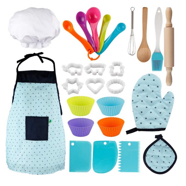 Amdohai 26PCS Child Baking Cooking Home Kitchen Apron Cake Accessories Tools Suit