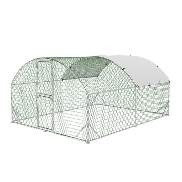 Sturdy Walk-In Metal Chicken Coop with Run – Waterproof & UV-Resistant Cover, Double Doors, Secure Outdoor Poultry Pen for Chickens, Ducks, Geese, Rabbits – Ideal for Backyard or Farm