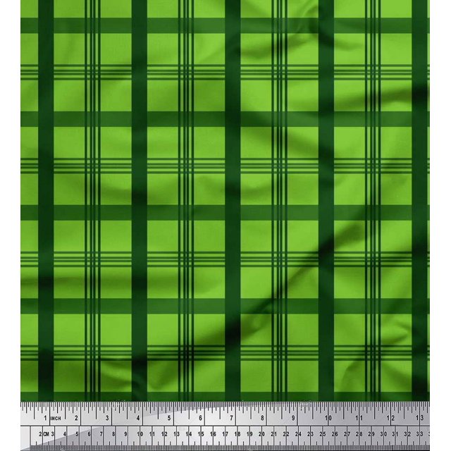 Soimoi Moss Georgette Fabric Check Check Print Sewing Fabric Yard 42 Inch Wide