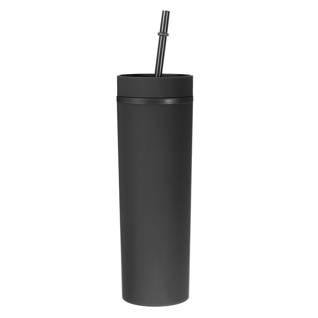 Unique Bargains Gobelet Mince 16Oz Noir Mat Réutilisable en Acrylique avec Conception Isolée à Double Paroi, Doté d'Un Couvercle à Pression avec Joint en Caoutchouc Épaissi et d'Une Paille en PP durable avec Anneau de Verrouillage. le Gobelet a une Finition Noire Mate Élégante et une Capacité de 16 oz (450 ml), Convient aux Boissons Chaudes et Froides. Idéal pour la Maison, le Bureau Ou les Activités de Plein Air comme le camping et les Tailgates.