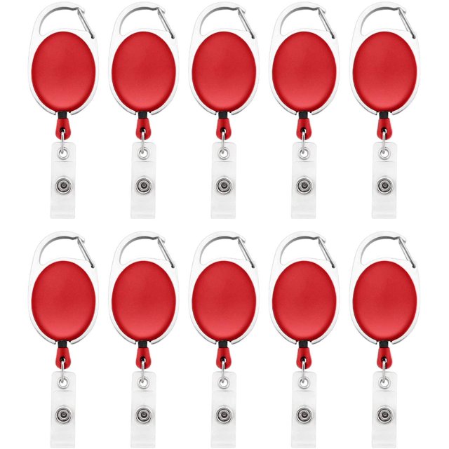 20 Pcs Supports Rétractables pour Badges d'Identité, Moulinets pour Badges d'Identité avec Pince, Supports de Badges Rétractables pour Employé de Bureau, Médecin, Infirmier - Rouge