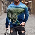thumbnail image 1 of TIMIFIS Men's Tops Print Graphic Long Sleeve T-Shirt Print Daily Tops Basic Elegant Round Neck-BlueFall, 1 of 5