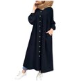 thumbnail image 2 of TopLLC Longues Robe à Manches à Col Rond la Mode Robe d'Hiver pour Femme Grande Taille Décontractée Col Rond Ample Boutons Poche Robe Imprimée à Manches Longues Robe pour Femme, 2 of 4