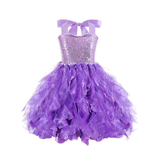 LOVZFMLL Girl' Summer Short Sleeve Ruffled Round Neck Lace Embroidery Dress Princess Bow Skirt