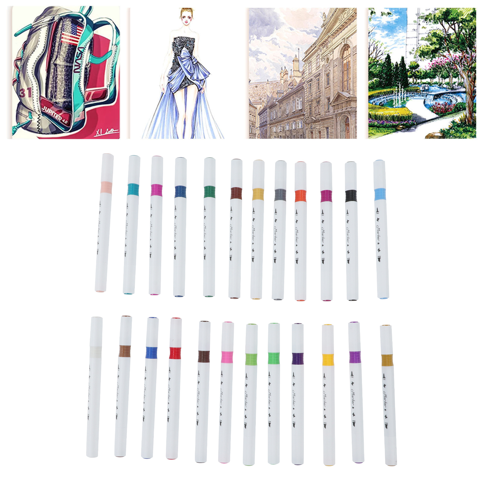 Coloring Markers, Boxed Design Flexible Dual Tip Brush Markers  for Children for Adult