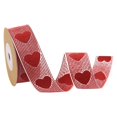 thumbnail image 2 of Heart Print Wired Ribbon,Polyester Craft Wrapping Ribbon for DIY Wedding Gift and Event Decoration,1 Roll,I,1PC, 2 of 10