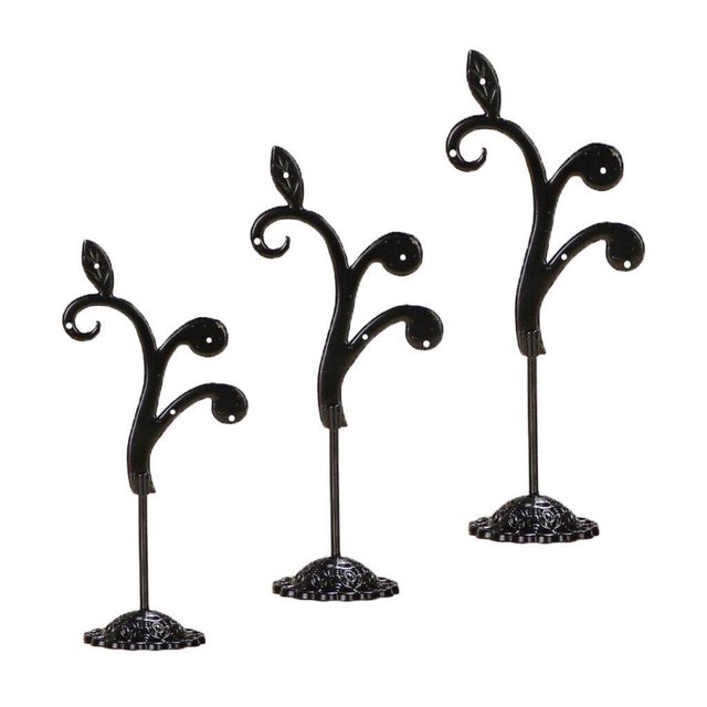 ziyahi 3x Iron T Bar Earring Necklace Jewelry Display Stand Rack Black-Sector