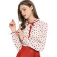 thumbnail image 2 of INSPIRE CHIC Blouse à Col à Volants Noué pour Femme Manches Longues Hauts L Beige Cœurs Rouges, 2 of 8