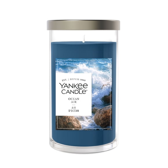 Bougie parfumée Yankee Candle Signature, Air d'océan, bougie pilier format moyen, parfumés avec jusqu’à 115 heures de temps de combustion, mélange de cire de soya pour un parfum constant