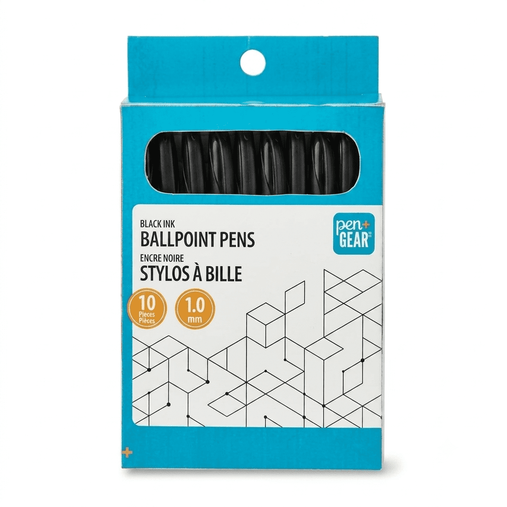 Stylos à bille Pen+Gear, 1,0 mm, encre noire, paquet de 10