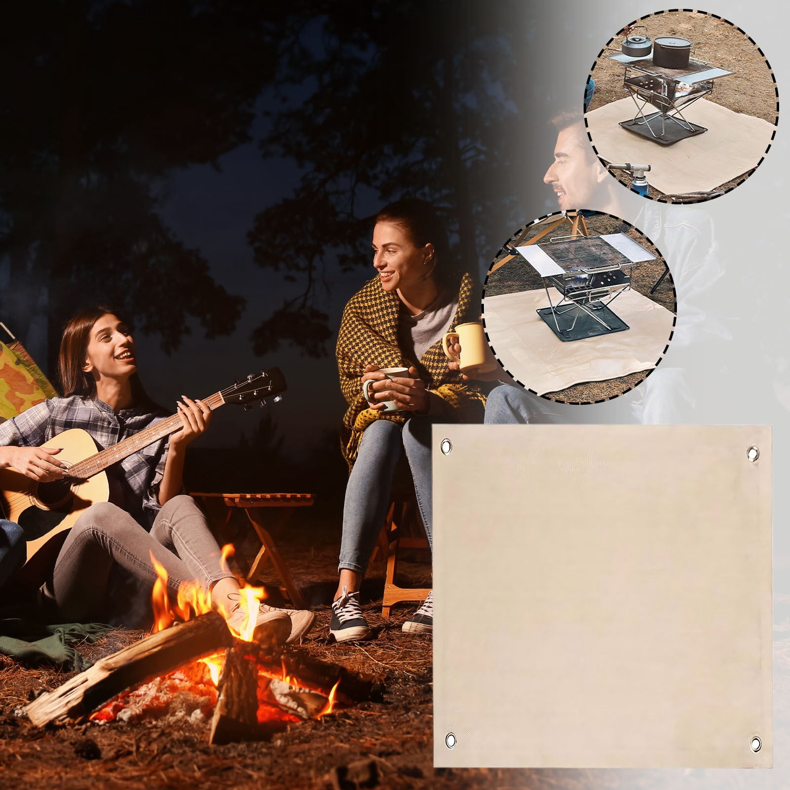 Oefntac Camping Fire Mat Insulation Flame Retardant High Temperature Glass Fiber Fire Blanket