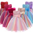 thumbnail image 2 of Robes Sans Manches à Sequins pour Bébé Fille Robe Princesse Arc-en-Ciel Robe de Soirée Tutu, 2 of 4