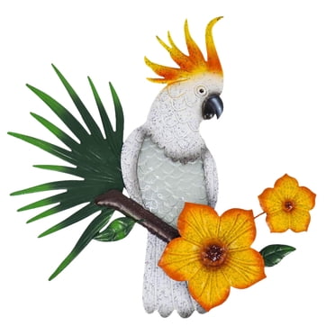 Agiferg Décoration Murale Perroquet en Métal Art Extérieur Clôture Oiseau Ornement Suspendu Silhouette en Fer
