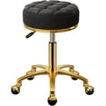 thumbnail image 2 of Rolling Stool Gold Vanity Stool with Wheels  Pedicure Massage Roller Stools  PU Leather Round Swivel Salon  Chair  Titanium Gold Base  Height Adjustable, 2 of 2