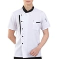 thumbnail image 5 of kurtrusly Chef Jacket Men Chef Coat Skin Friendly Chef Uniforms O-Neck Cheap Short Sleeve Tops Bakery Cooking Clothes Work Wear White XXXXL, 5 of 5