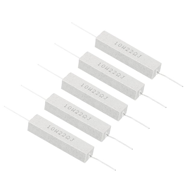 Unique Bargains 5Pcs 22 Ohm Resistors, 10W Ceramic Cement Resistor Power Cement Resistor Kit Tolerance 5% for Power Adapters Audio