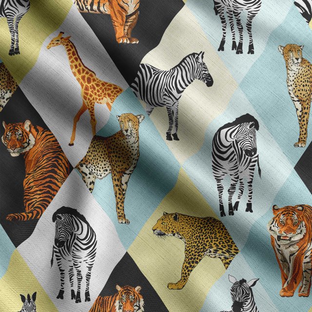 Soimoi Animals Print, Silk Fabric, Decor Sewing Fabric by The Yard 42 Inch Wide,Decorative Fabric for Shirts Suits Ties, Multicolor