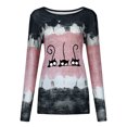 thumbnail image 3 of Blouses pour Femmes Imprimé à Nouer - Patchwork T-Shirt à Col Rond T-Shirt Décontracté Blouse Hauts Chandail en Liquidation, 3 of 7